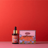 Saffron Soap and Serum Bundle on red background