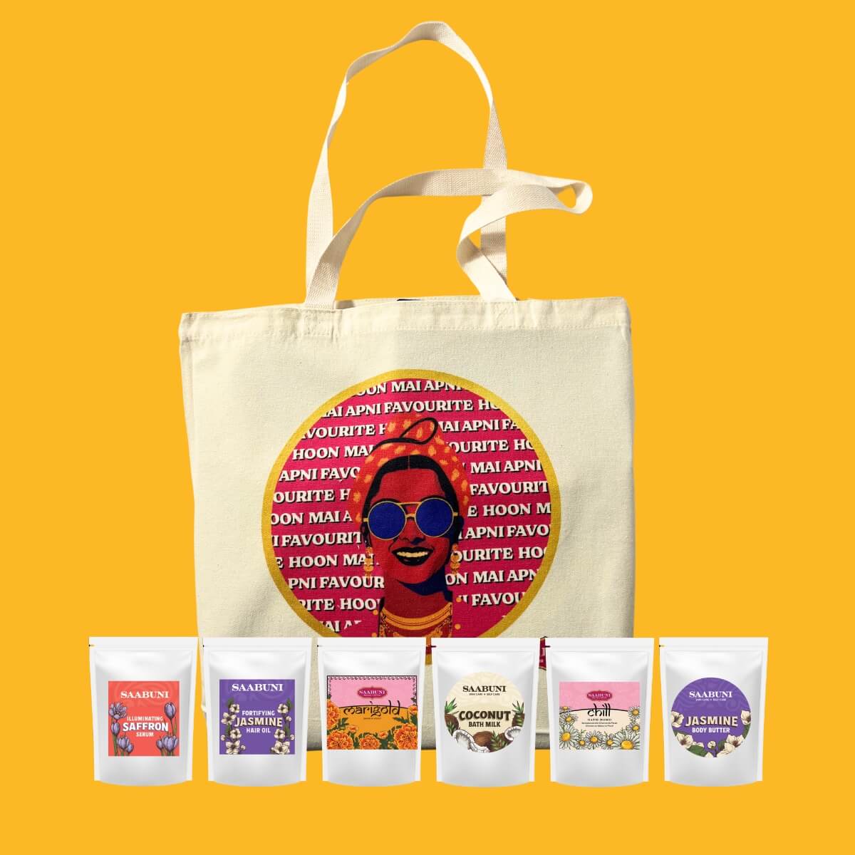 Tote bag with 6 free samples