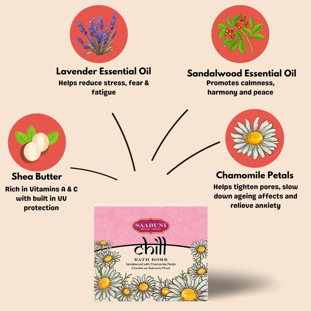 Saabun Soap Chill Bath Bomb - Sandalwood with Chamomile Petals Saabuni