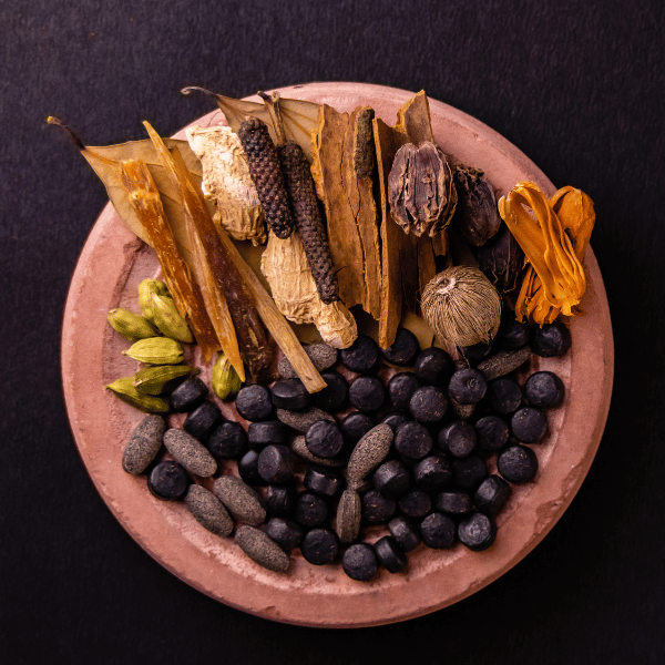 clay plate with nuts and dry fruit