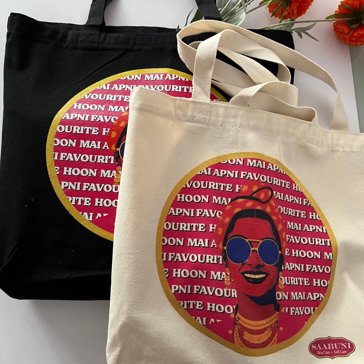 positive affirmation tote bag available in black or canvas white