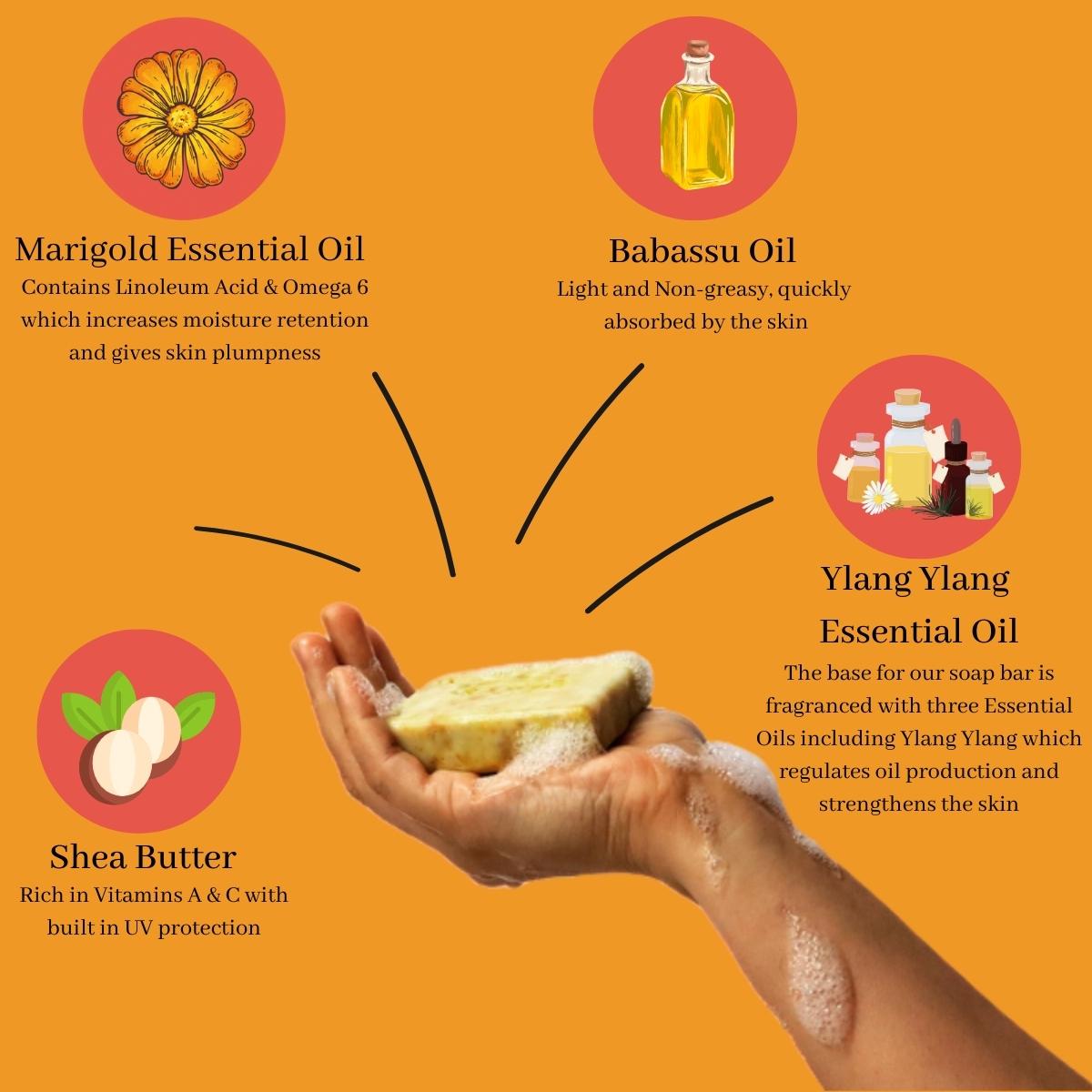 Marigold Soap Bar Collection Set with three Soap Bars Saabuni