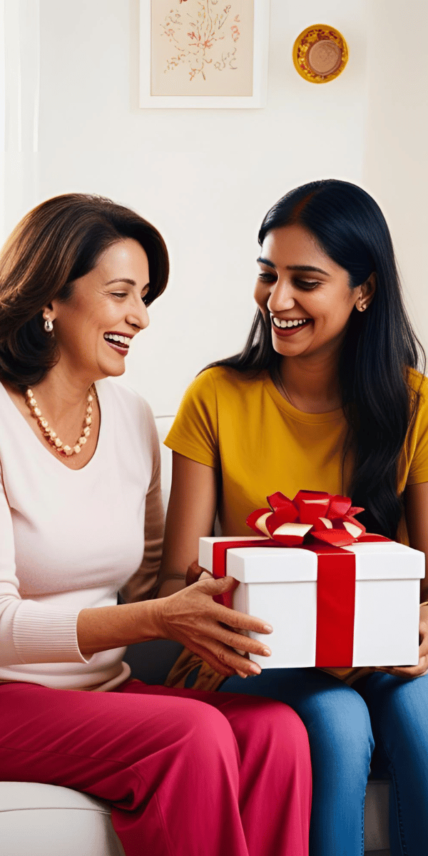 a daughter gifting her mum for mother's day