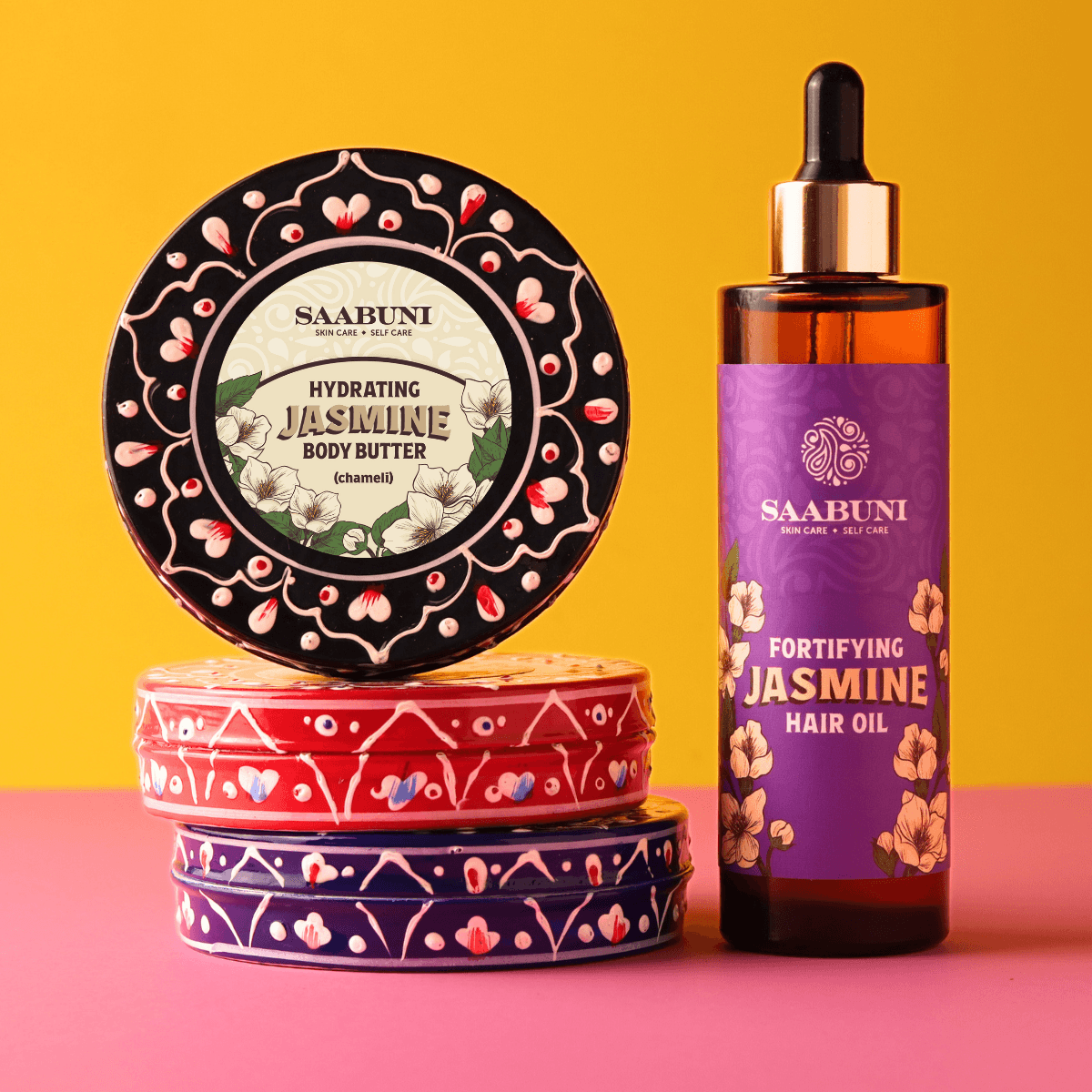 Saabun Soap Jasmine Duo - Fortifying Jasmine Hair Oil & Body Butter Saabuni