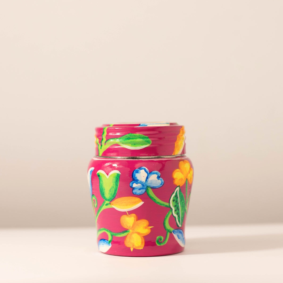 Hand painted Stainless Steel Canister in Pink