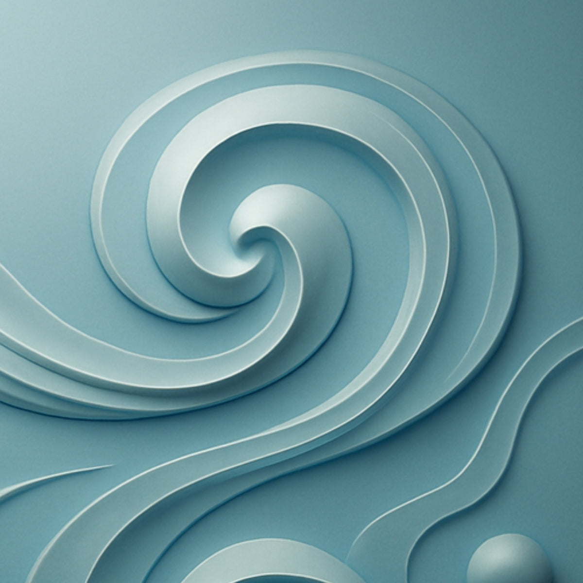 3D spiral design on a blue background depicting Vata Dosha from Saabuni