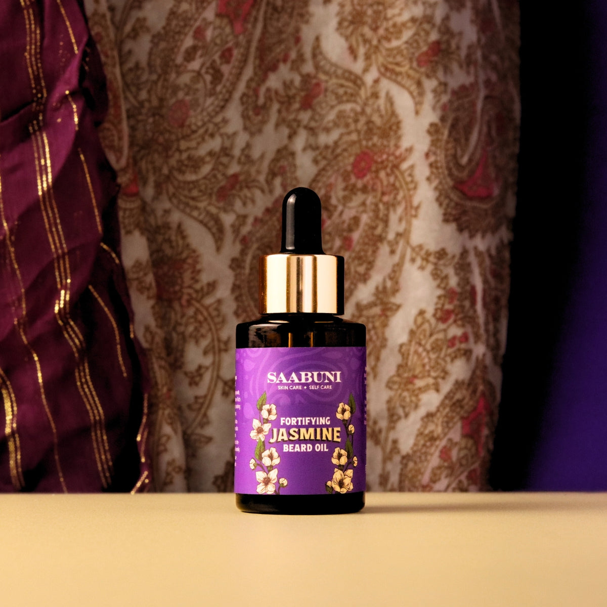 Jasmine Beard Oil paisley background