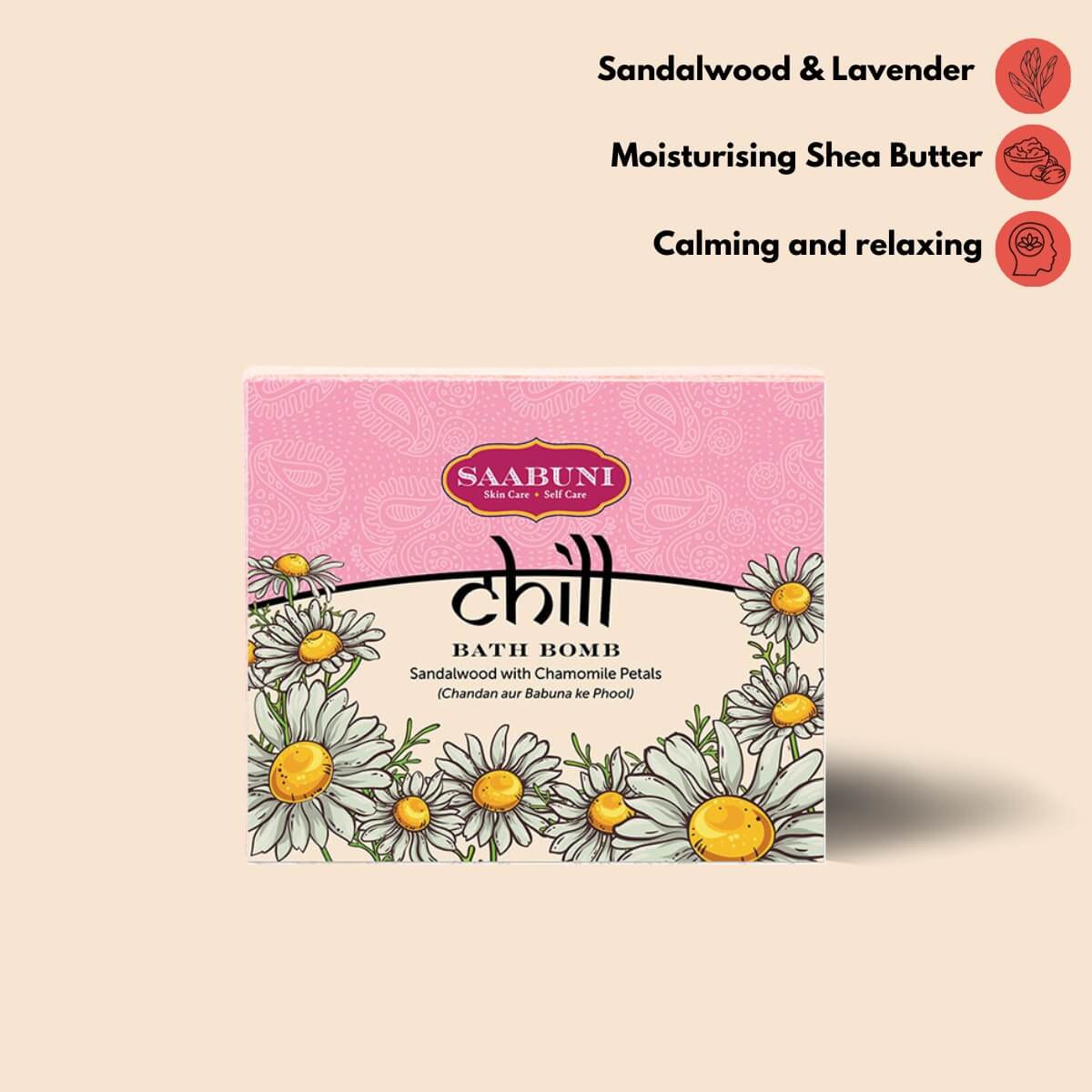 Saabun Soap Chill Bath Bomb - Sandalwood with Chamomile Petals Saabuni