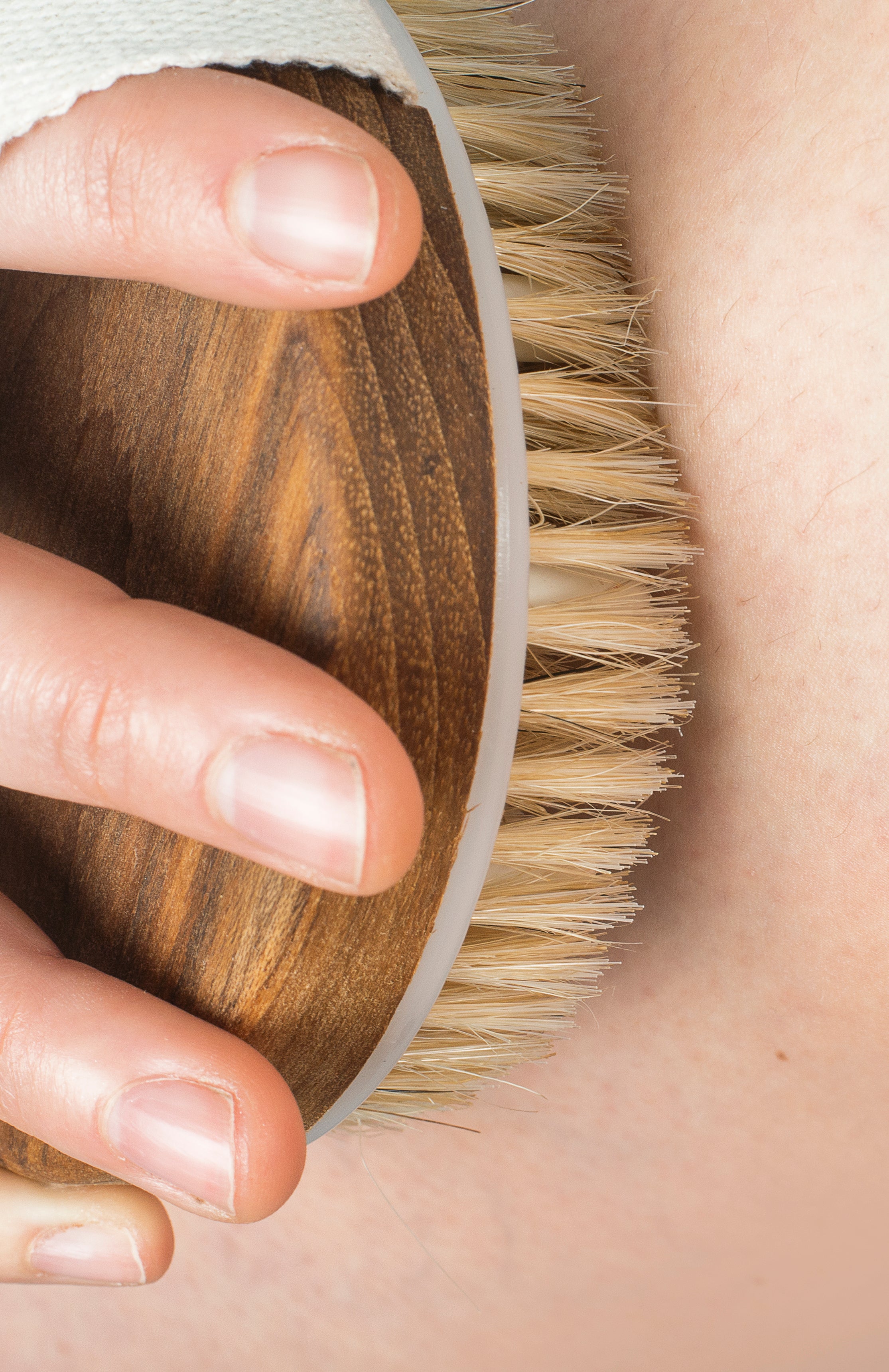 close up of body brushing