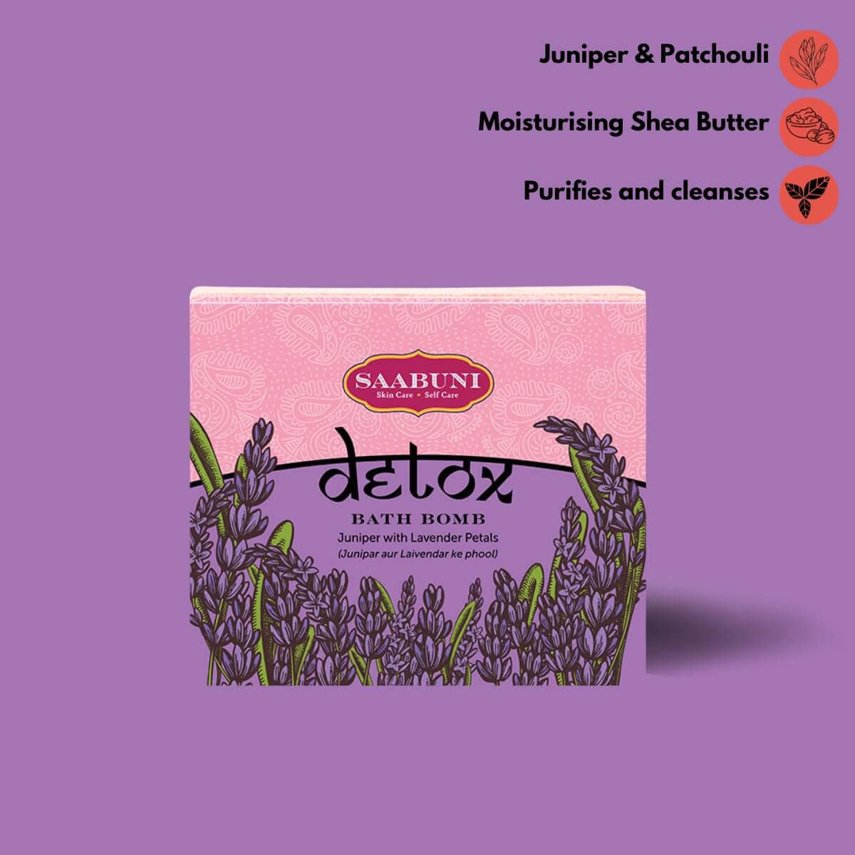Saabun Soap Detox Bath Bomb - Juniper with Lavender Petals Saabuni